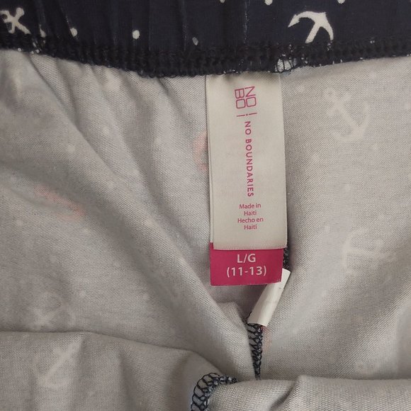 No Boundaries Junior Navy Blue Anchor Print Knit Capri    Size 11-13 Large - Picture 2 of 3